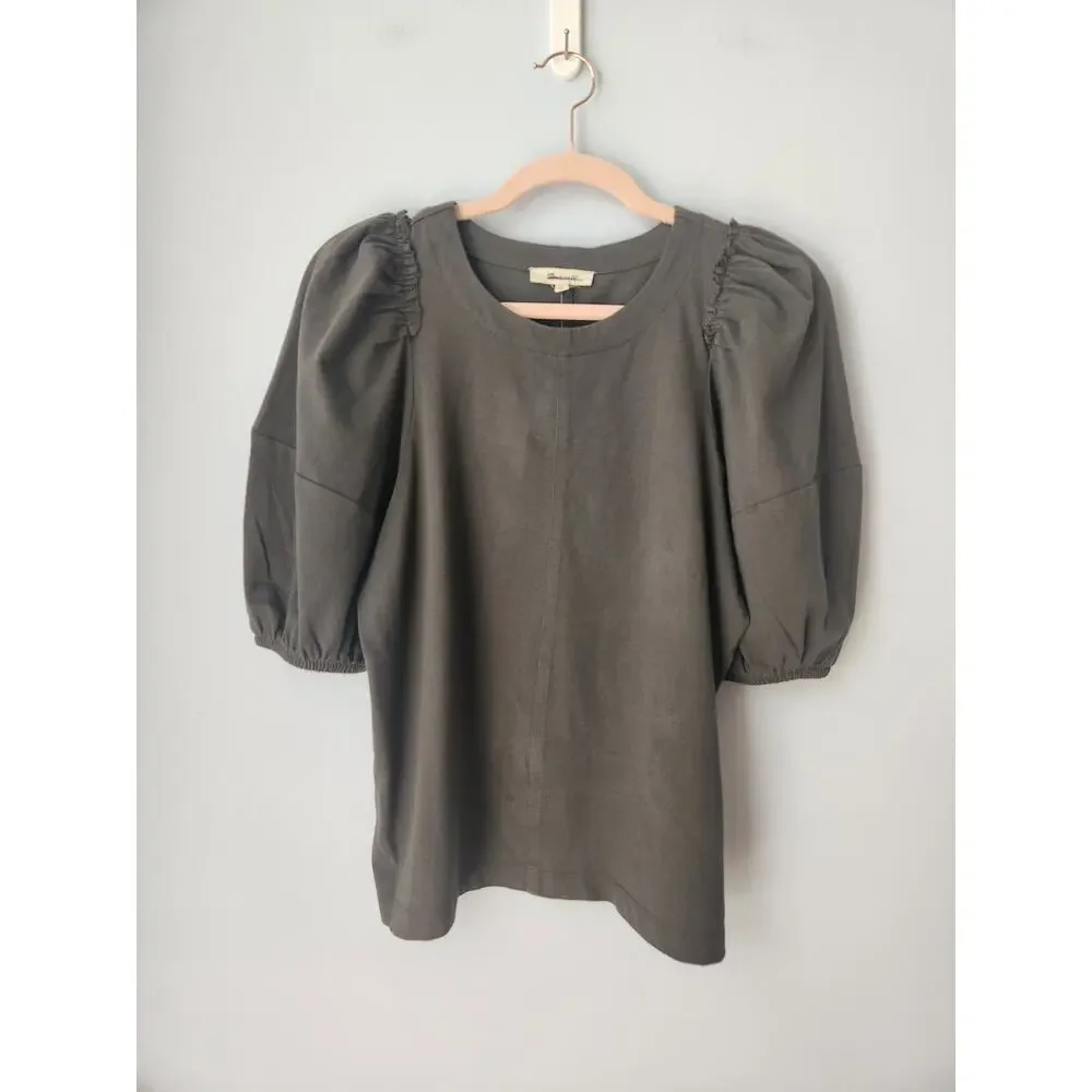 NWT Madewell Puff-Sleeve Tee Dark Surplus XS